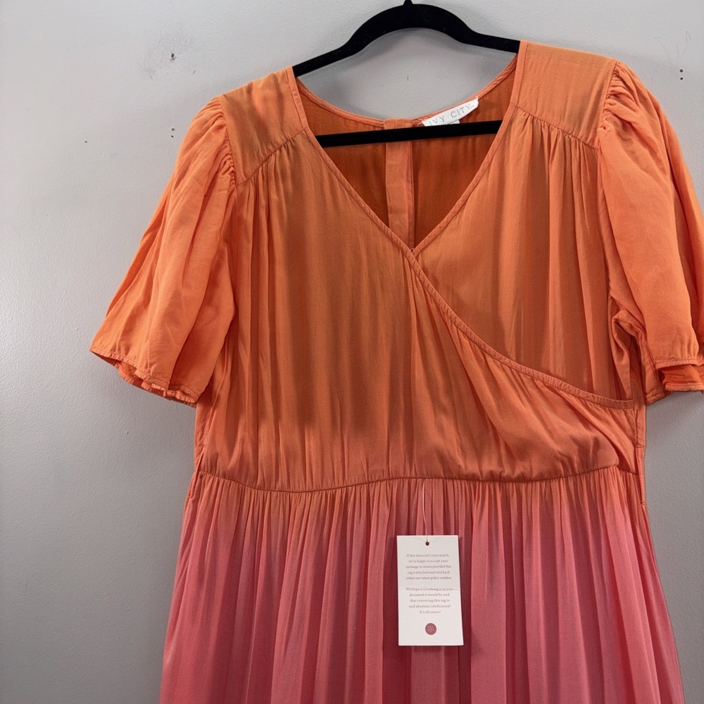 Ivy City Co Sunset Maxi Dress Tiered Pink Orange Womens XL Resort Summer *Read* - Picture 5 of 10